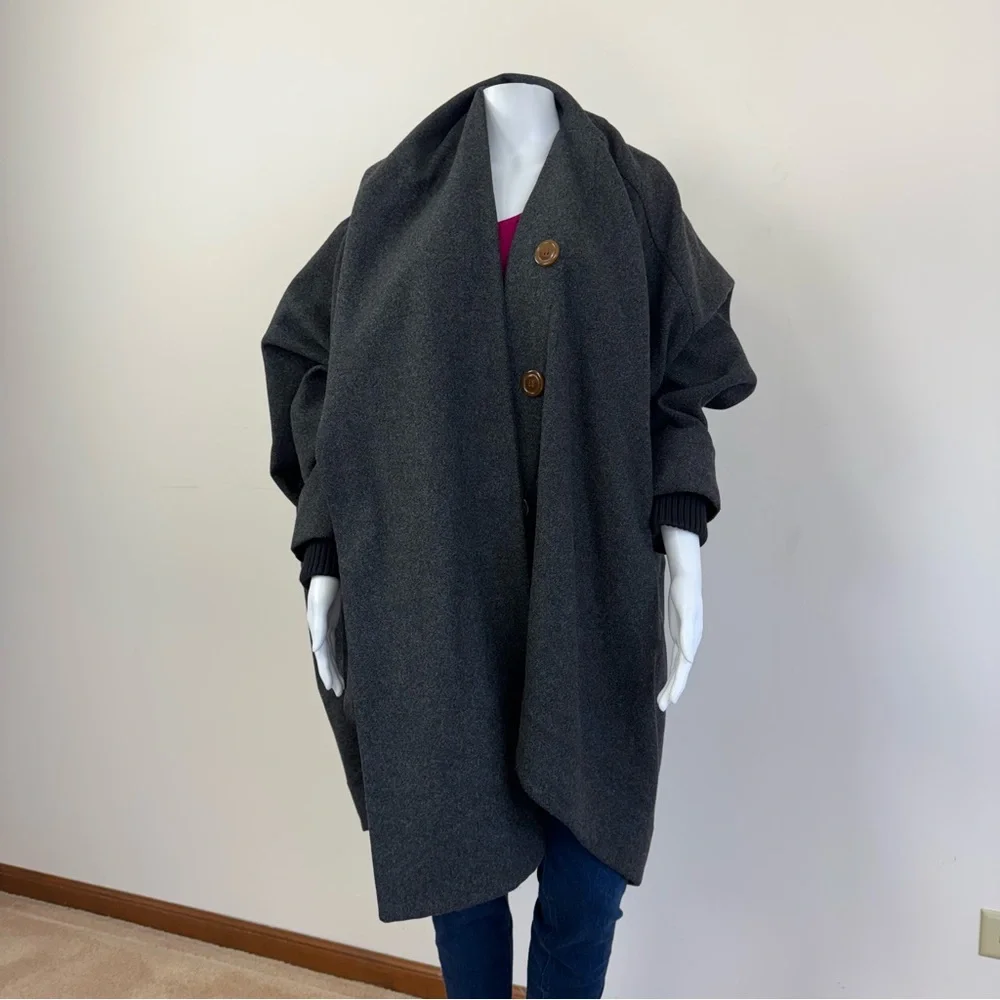 Vivienne Westwood Red Label Asymmetric Draped Wool Scarf Coat Gray Sz M - Picture 5 of 16